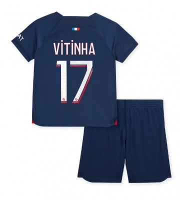 Paris Saint-Germain Vitinha Ferreira #17 Hjemmebanesæt Børn 2023-24 Kort ærmer (+ korte bukser)
